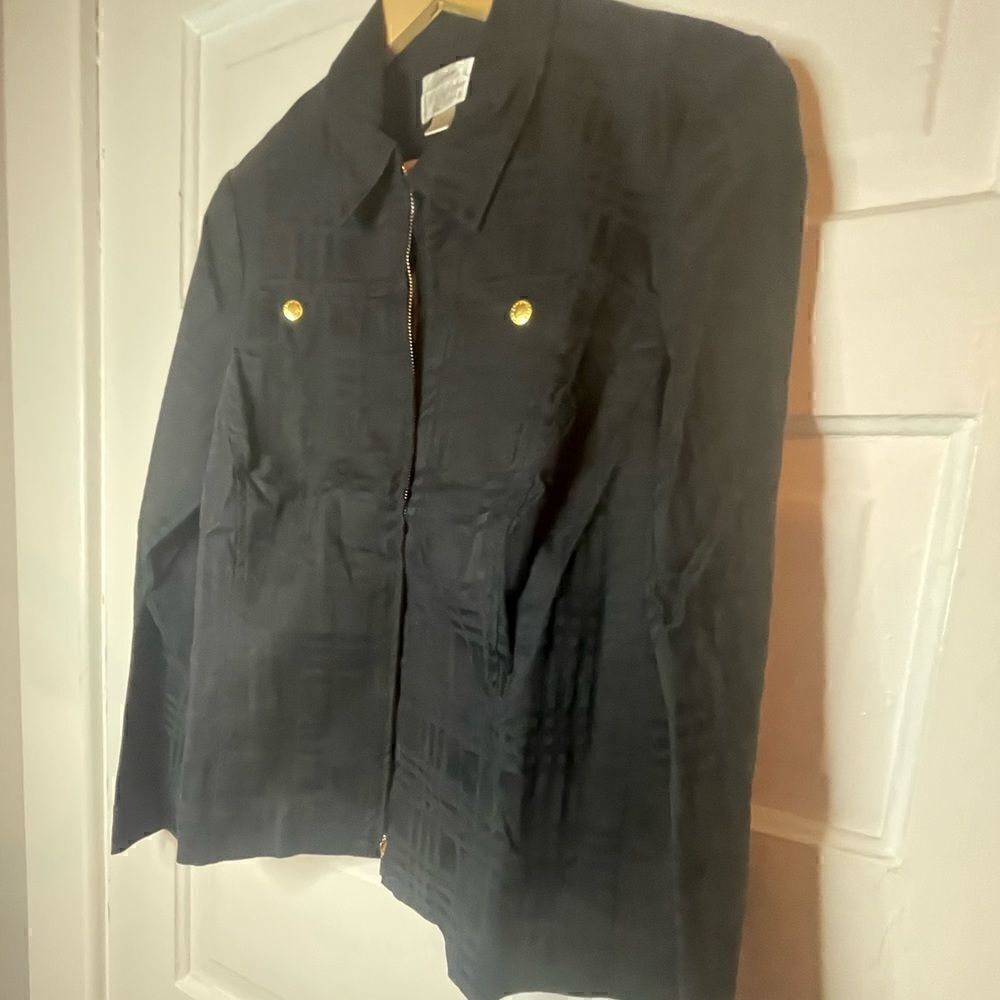 Christopher & Banks Black Textured Zip Jacket - Picture 5 of 14